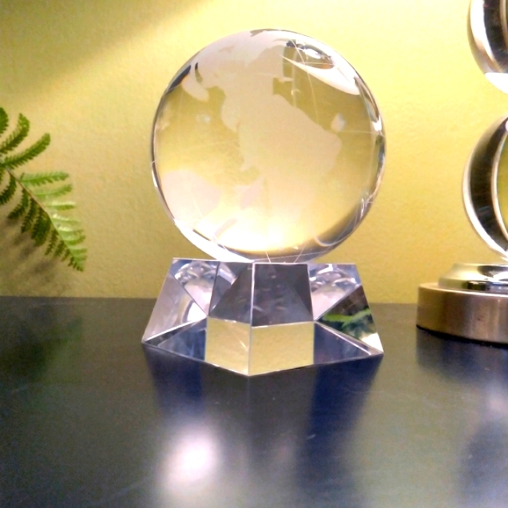 Clear Crystal Globe with Pedestal Base
